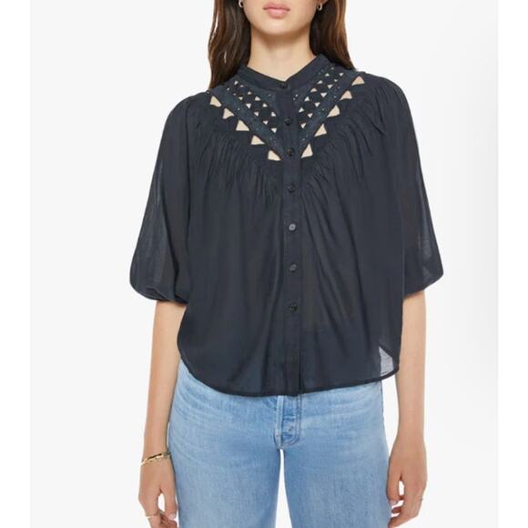 Mother V Yoke Shirt Trifecta Size M Black - Picture 6 of 6